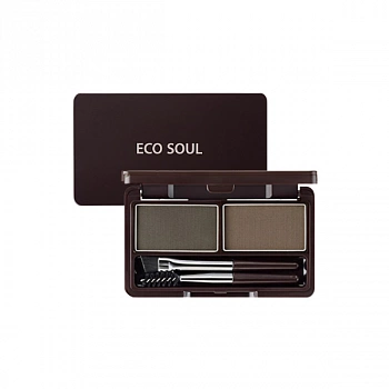 Тени для бровей 01 Eco Soul Eyebrow Kit 02 Gray Brown