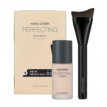 Тональная основа с кистью 04 Hard Cover Perfecting Foundation + Brush 04