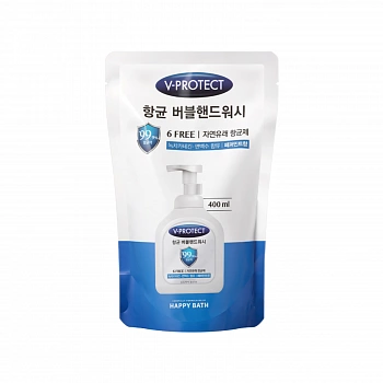 Антибактериальное мыло для рук (сменный блок) 400мл V-Protect Bubble Hand Wash Refill 400ml