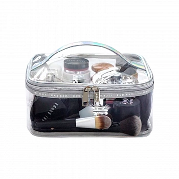 Прозрачная косметичка в форме квадрата размер M Серебряная Square Transparent Pouch M Silver
