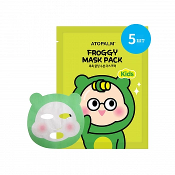 Детская тканевая маска в виде лягушки 5шт KIDS Froggy Mask Pack 5ea