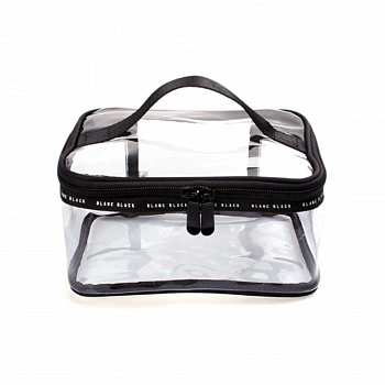 Прозрачная косметичка в форме квадрата размер L Черная Square Transparent Pouch L Black