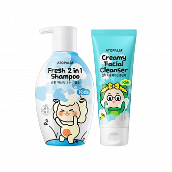 Детский шампунь 2 в 1 + Крем-пенка для умывания KIDS Fresh 2 in 1 Shampoo & Creamy Facial Cleanser