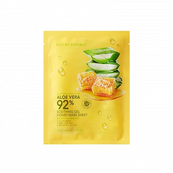 Питательная маска с экстрактом алоэ вера и медом Soothing & Moisture Aloe Vera 92% Soothing Gel Honey Mask Sheet