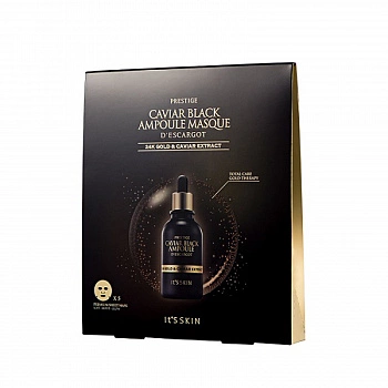 Набор ампульных масок с экстрактом черной икры Prestige Caviar Black Ampoule Masque D'escargot