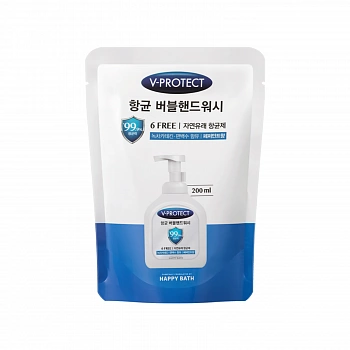 Антибактериальное мыло для рук (сменный блок) 200мл V-Protect Bubble Hand Wash Refill 200ml