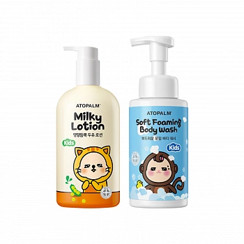 Детская пенка для душа + Молочный лосьон KIDS Soft Foaming Body Wash & Milky Lotion