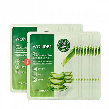 Набор масок для лица с экстрактом Алоэ Wonder Chok Chok Aloe Mask Sheet Set 10ea
