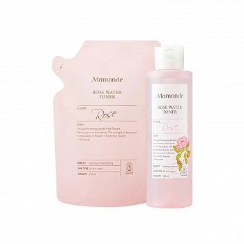 Тонер с содержанием розовой воды 250мл Rose Water Toner 250ml + Refill