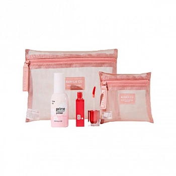 Праймер под макияж для улучшения цвета лица + Тинт-блеск для губ RD02 + косметички Prime Primer Cherry Blossom Tone-Up + Jolly Mattang Glow Tint RD02