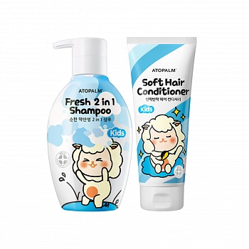 Детский кондиционер для волос + Шампунь для детей 2 в 1 KIDS Soft Hair Conditioner &  Fresh 2 in 1 Shampoo