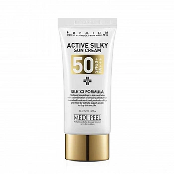 Солнцезащитный крем с комплексом пептидов и шелка с SPF50+/PA+++ Active Silky Sun Cream SPF50+/PA+++