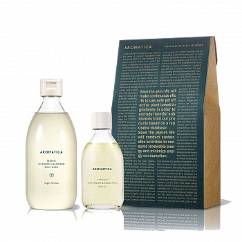 Гель для душа с лавандой и майораном + Пробуждающее масло для тела с мятой и эвкалиптом Serene Body Wash Lavender & Marjoram +  Awakening Body Oil Peppermint & Eucalyptus