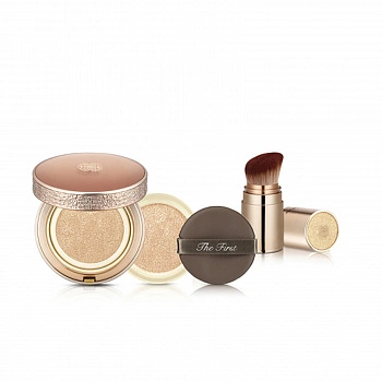 Тональная основа с сывороткой в кушоне 02 + сменный блок The First Geniture Ampoule Cover Cushion 02 + Refill