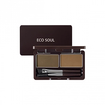 Тени для бровей 02 Eco Soul Eyebrow Kit 01 Brown