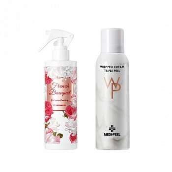 Парфюмированный пилинг с экстрактом 5 цветов + Очищающая-пилинг пенка с кислотами French Bouquet Perfume Peeling + Whipped Cream Triple Peel