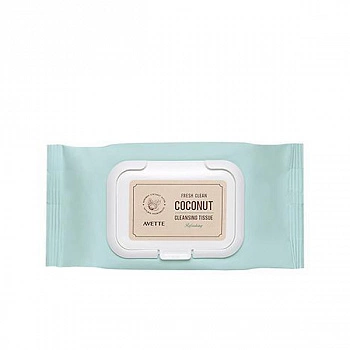 Очищающие салфетки для снятия макияжа Avette Fresh Clean Coconut Cleansing Tissue