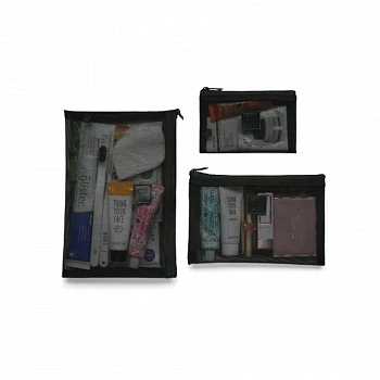 Набор из 3 квадратных сетчатых косметичек Square Mesh Pouch 3 pcs Set
