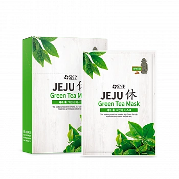 Тканевая маска с экстрактом зеленого чая 10шт. Jeju Rest Green Tea Mask 10ea
