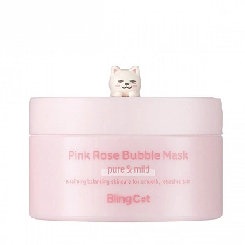 Пузырьковая маска для очищения Bling Cat Pink Rose Bubble Mask