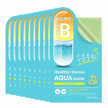 Увлажняющая маска для лица 10шт Healthy-Derma Aqua Mask 10ea